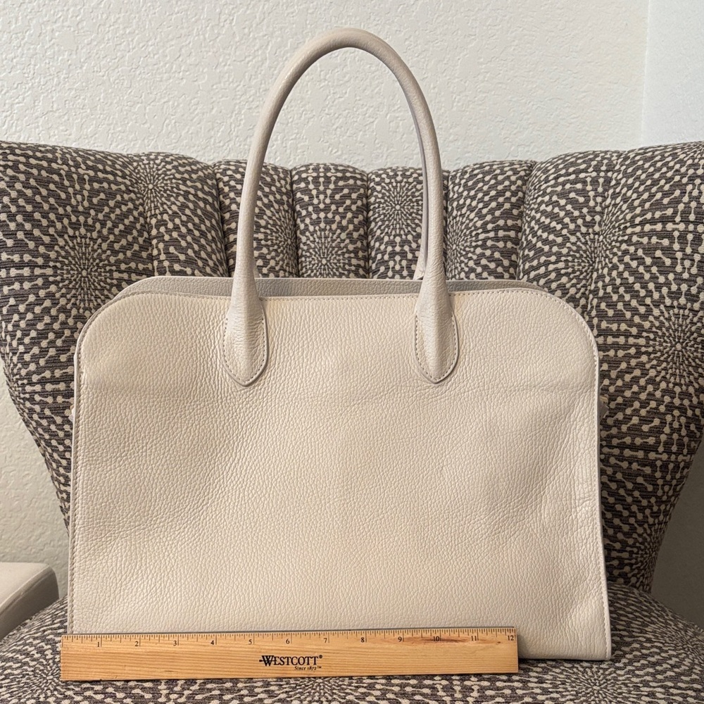 Claudia Firenze Off White Cream Leather XL Tote Bag - Picture 12 of 15